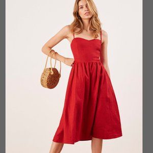 Reformation Olivia Linen Midi Dress, Size 4